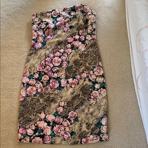 Vintage Minouche snakeskin rose print dress Sz 2